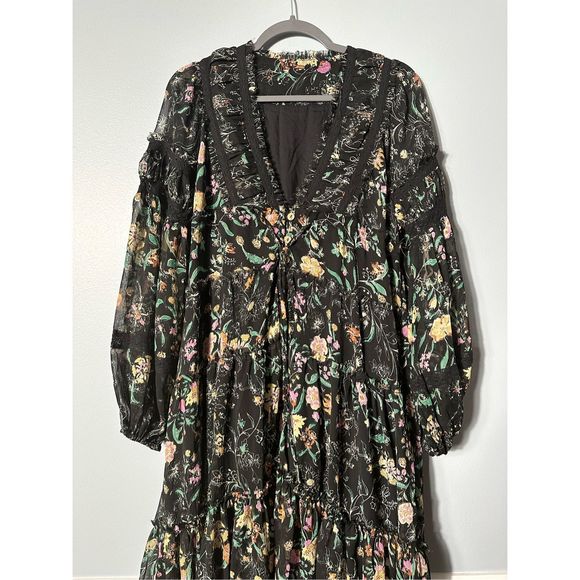 New Free People Cassis Printed Chiffon Dress Size XS - Picture 12 of 14